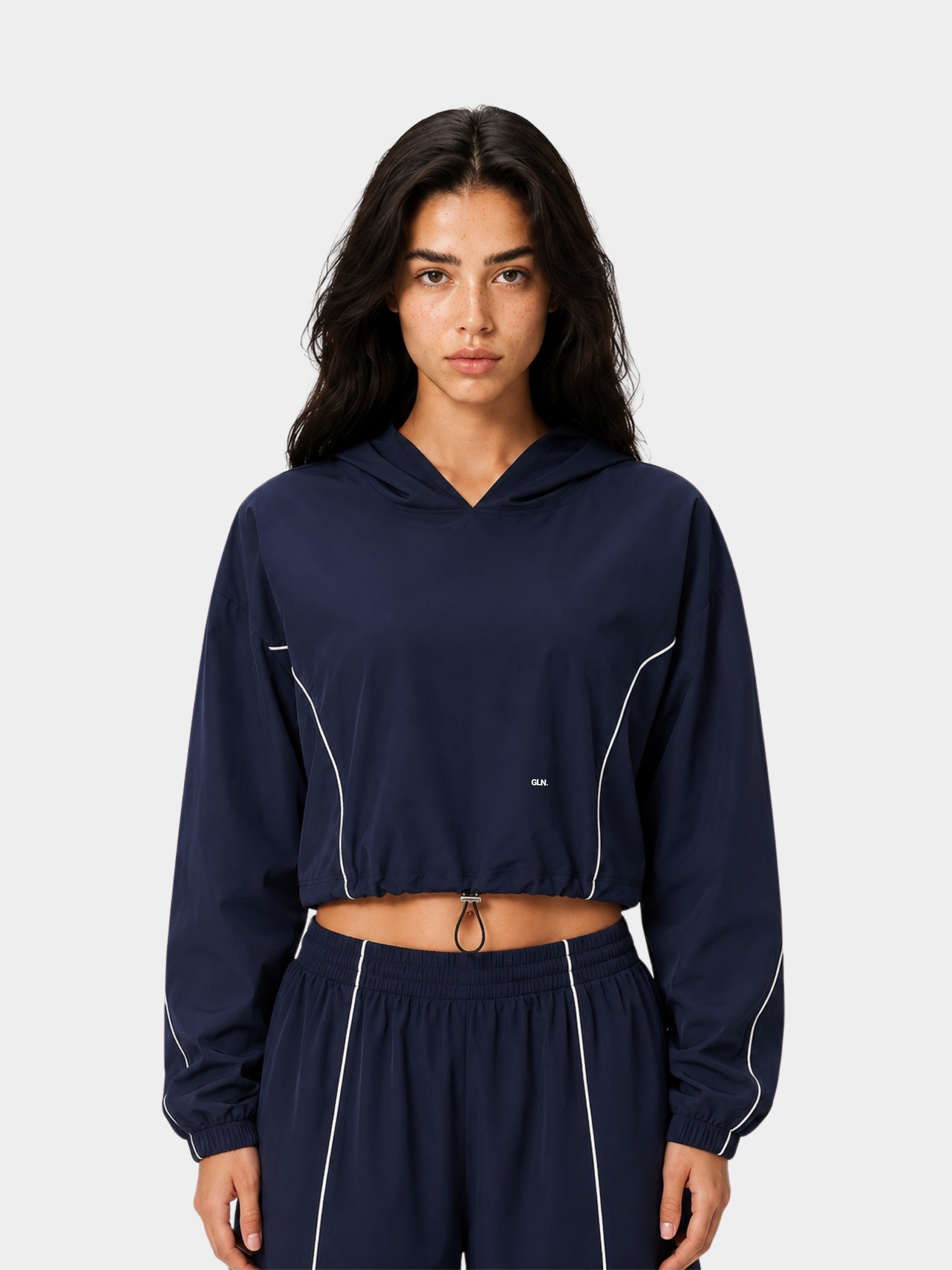 Contour Hooded Jacket in Navy by Gallenn – product view 1