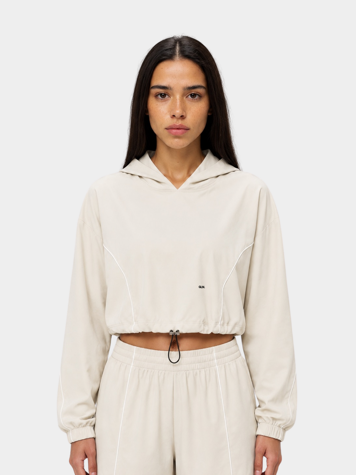 Contour Hooded Jacket in Ivory by Gallenn – product view 1