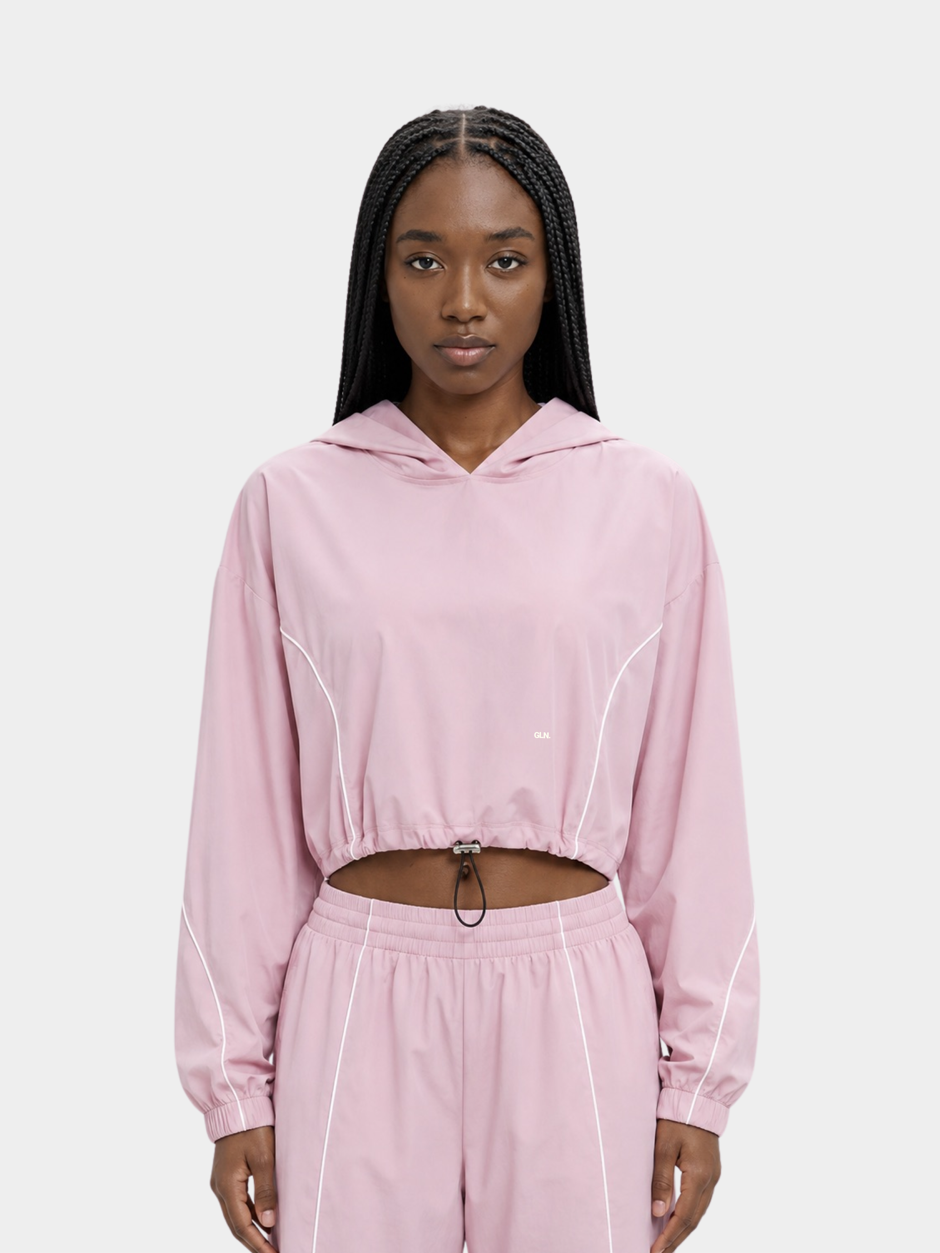 Contour Hooded Jacket in Blush Pink by Gallenn – product view 1