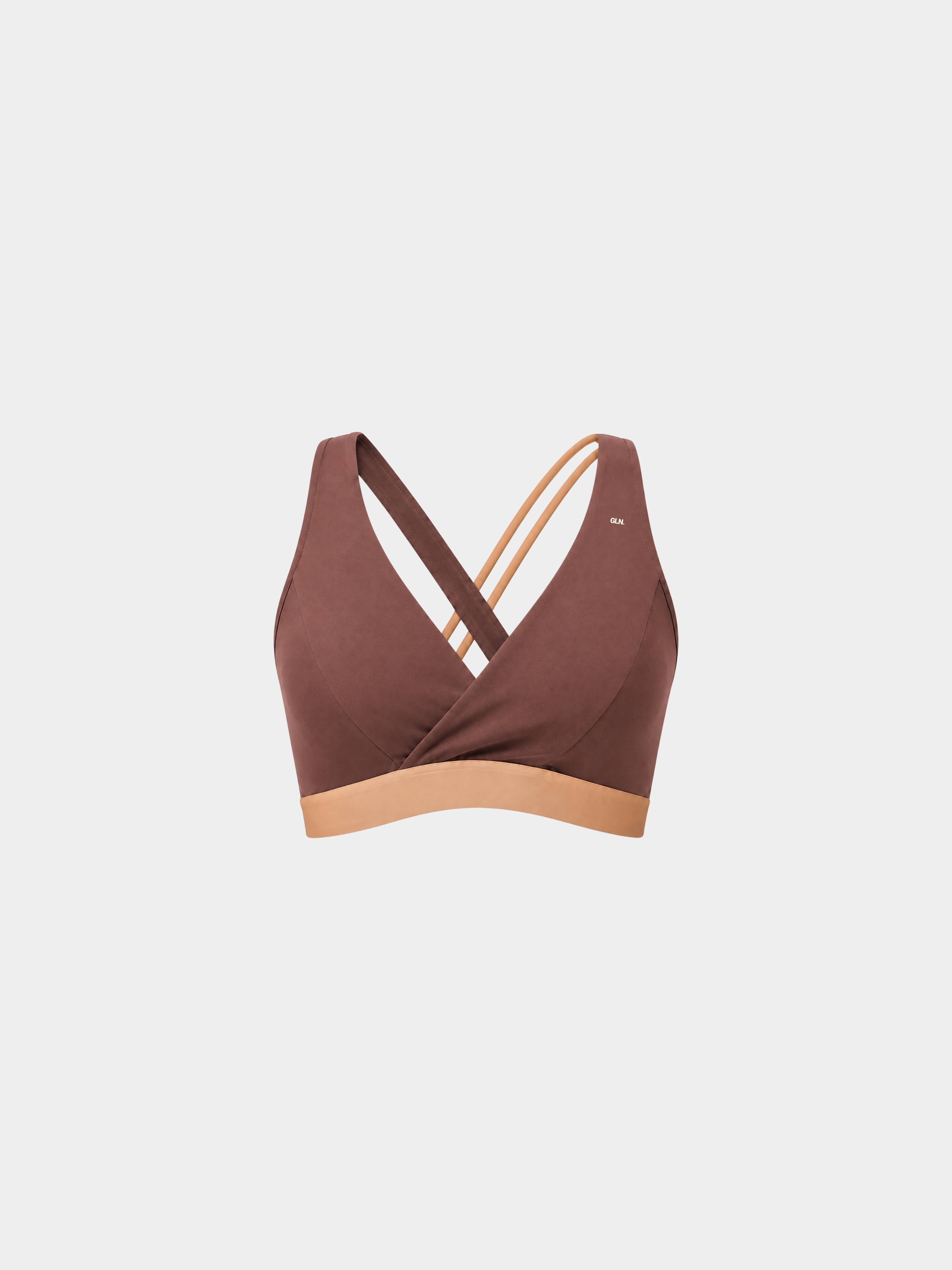 Élysée Bra in Cocoa Peach on a ghost mannequin, front view