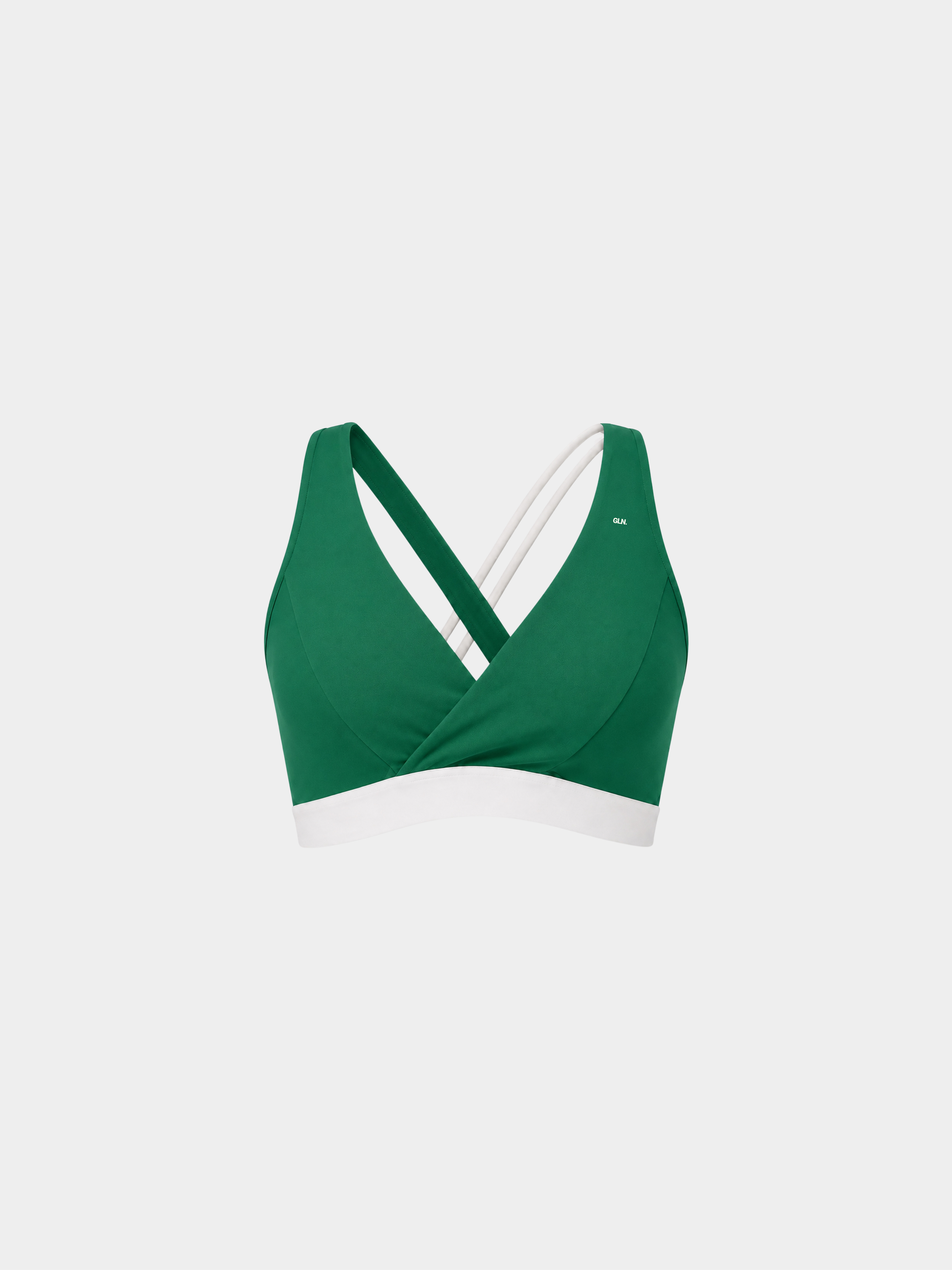 Élysée Bra in Emerald White on a ghost mannequin, front view