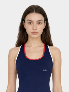 Paris Navy tennis dress – close-up front detail