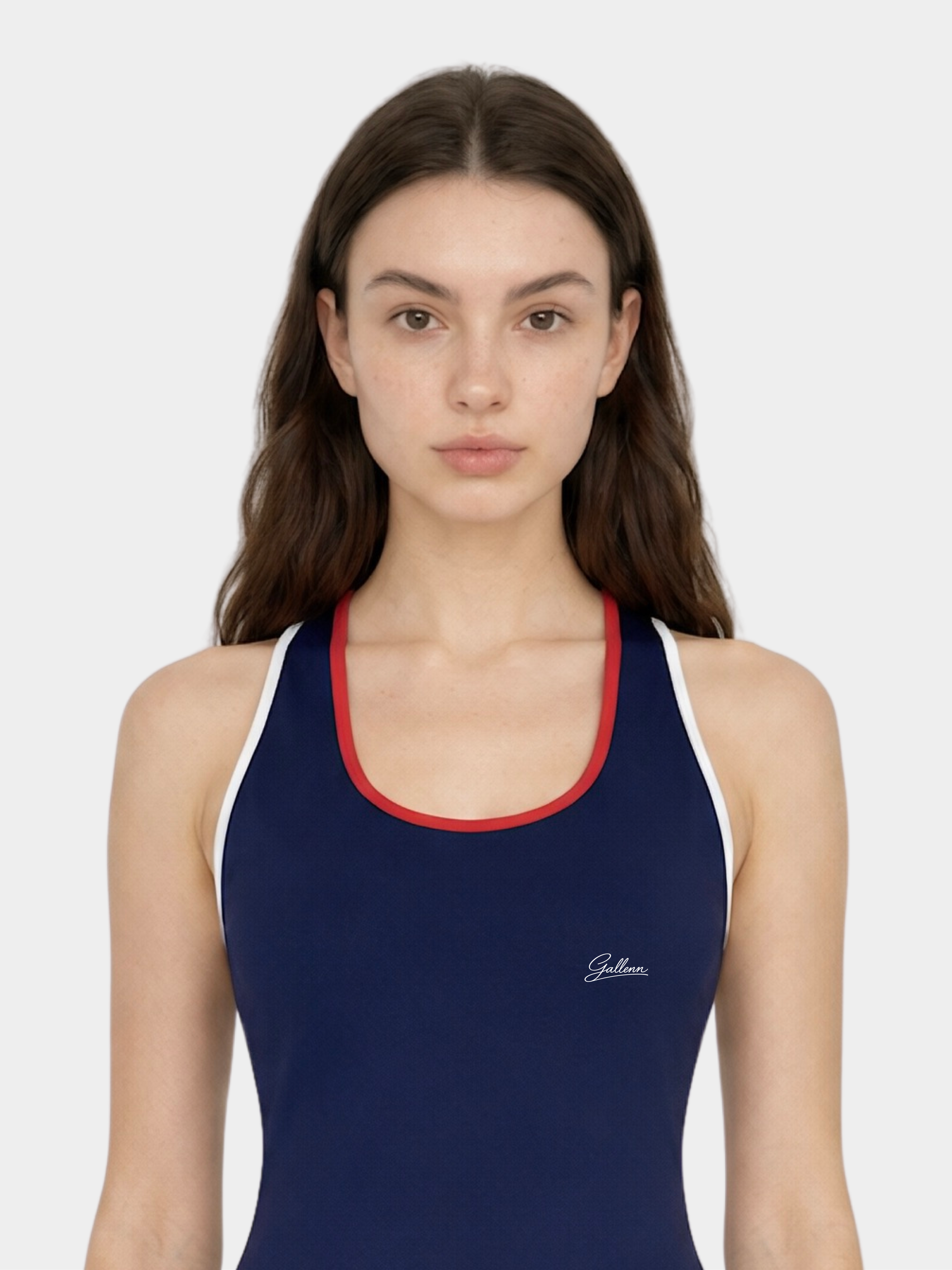 Paris Navy tennis dress – close-up front detail