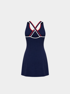 Paris Navy tennis dress – ghost mannequin back view