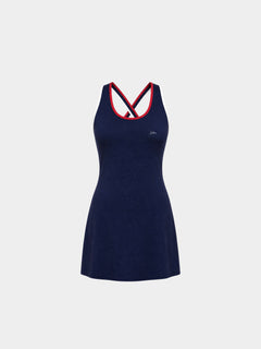 Paris Navy tennis dress – ghost mannequin front view