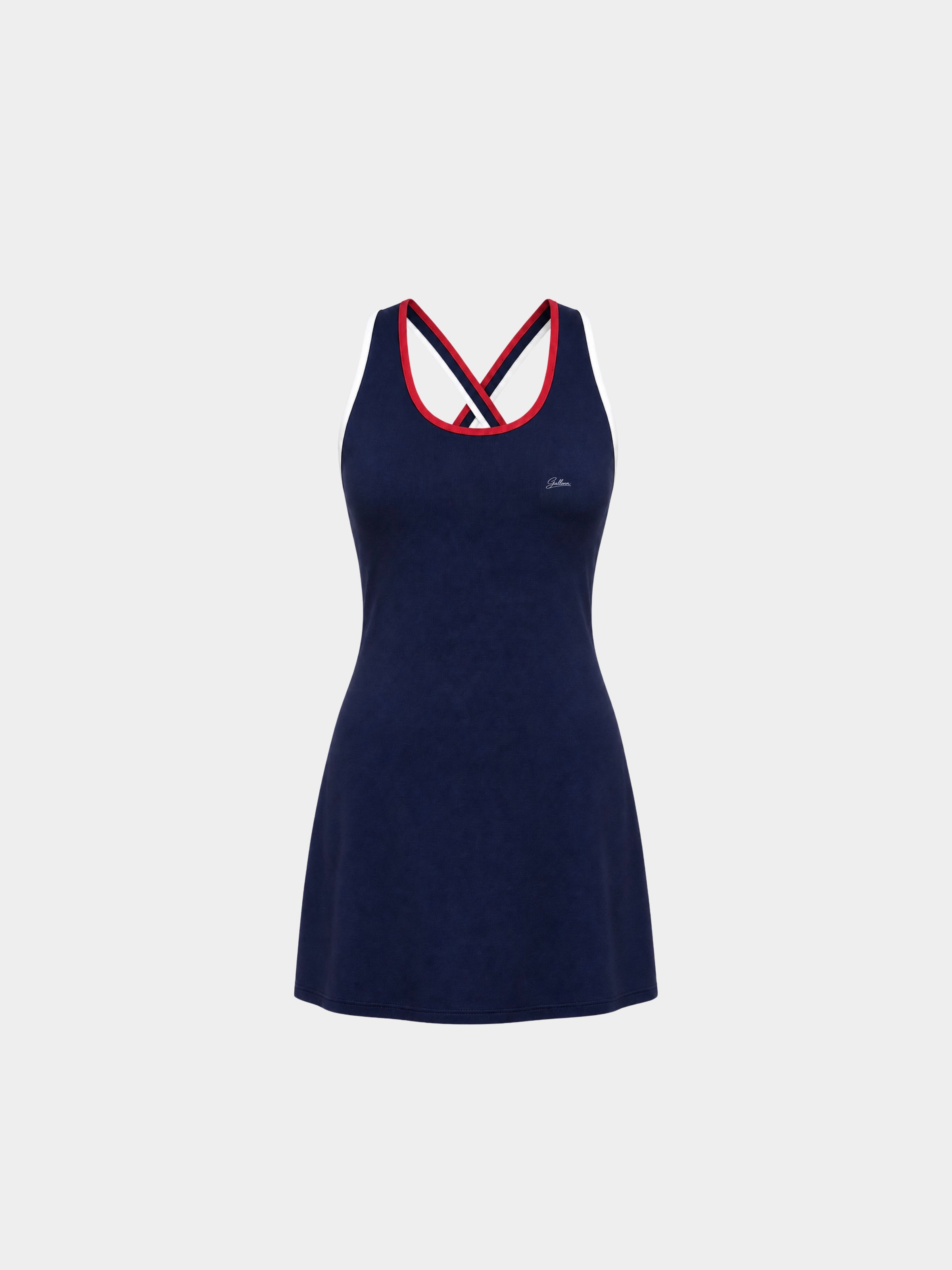 Paris Navy tennis dress – ghost mannequin front view