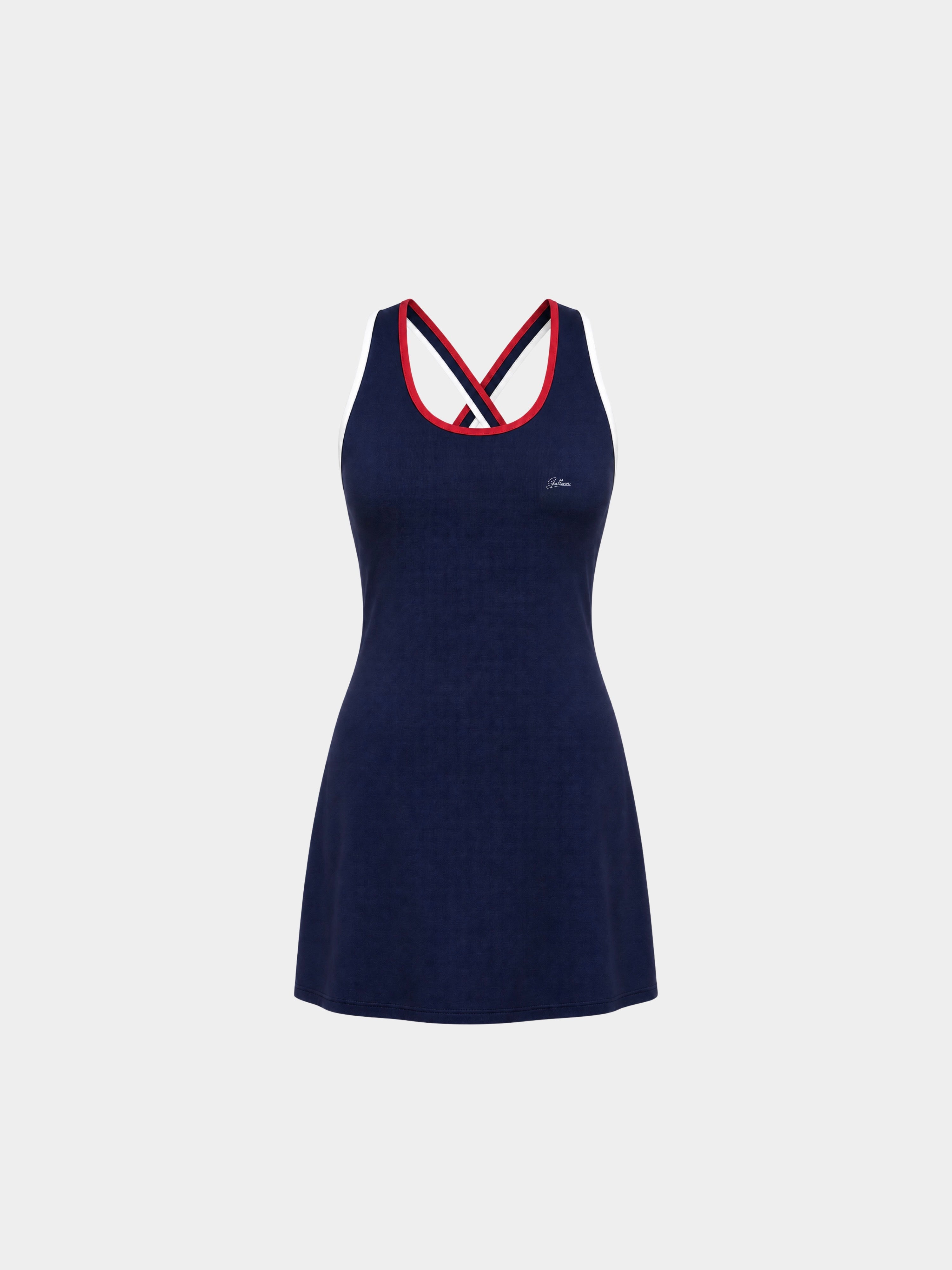 Paris Navy tennis dress – ghost mannequin front view