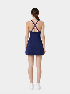 Paris Navy tennis dress – model back view