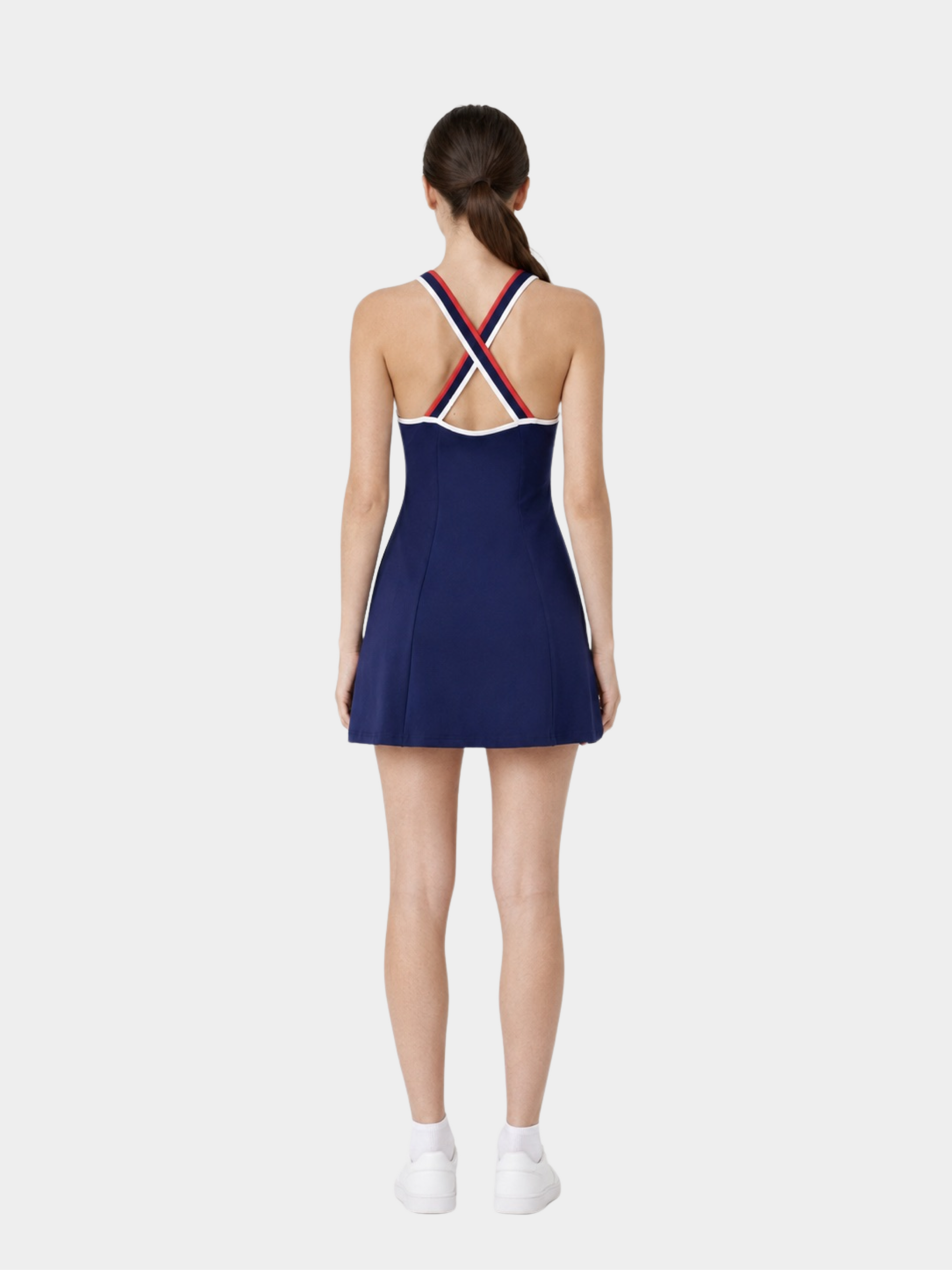 Paris Navy tennis dress – model back view