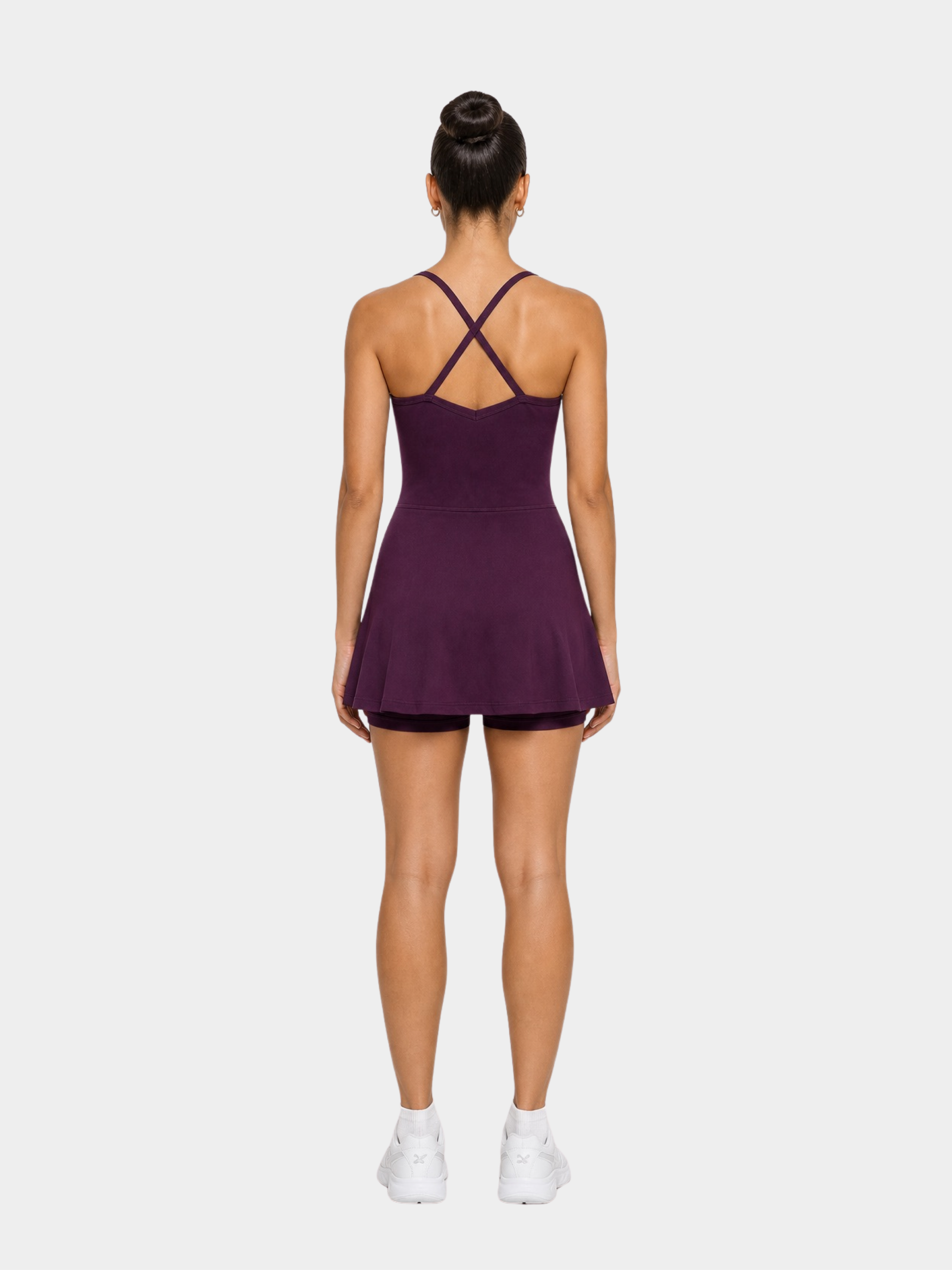 Rivoli Prune tennis playsuit – model back view