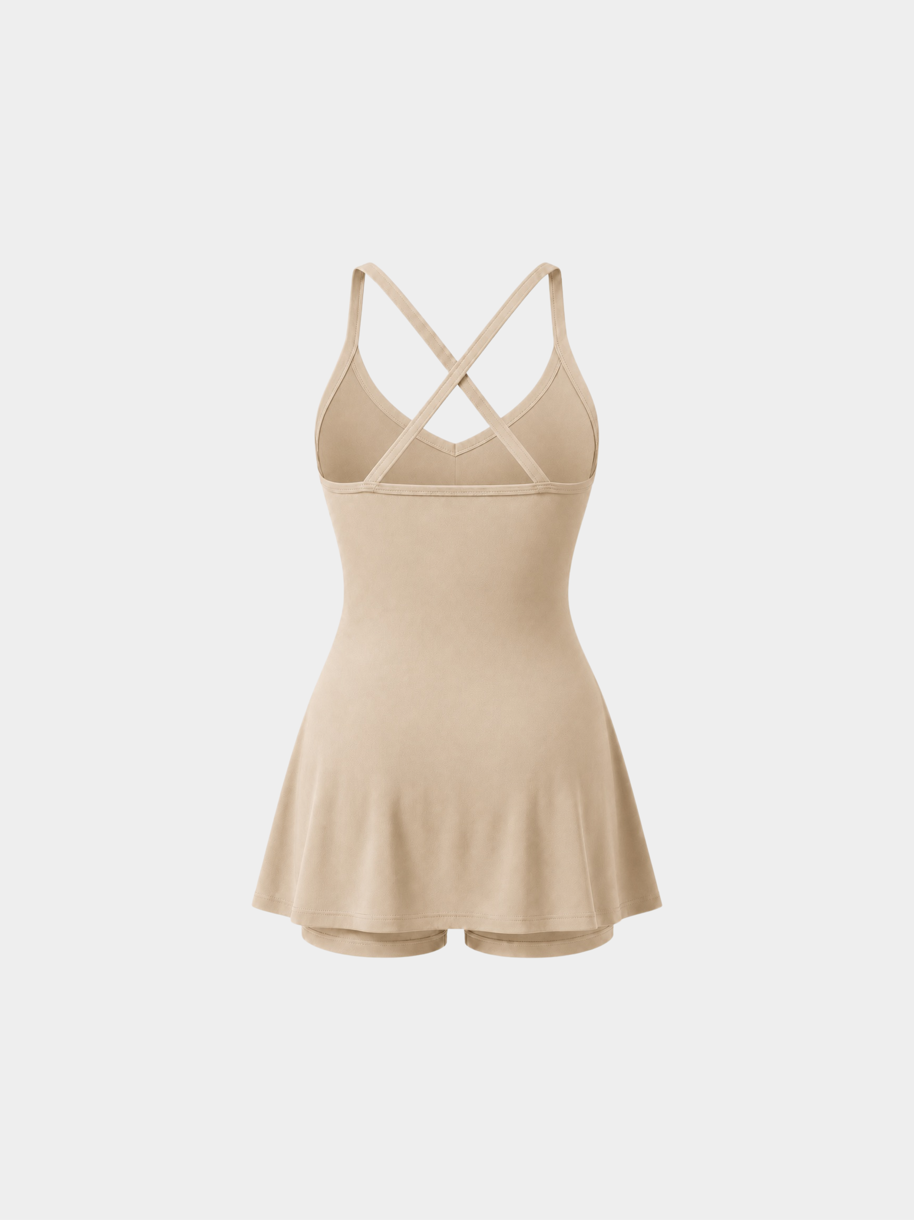 Rivoli Sand Beige tennis playsuit – ghost mannequin back view